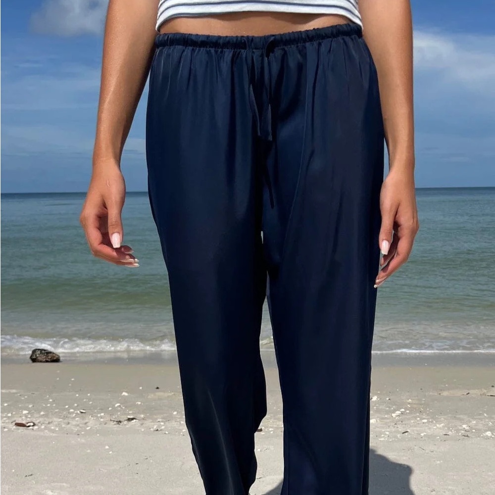 Brandy Melville Navy Satin Pants